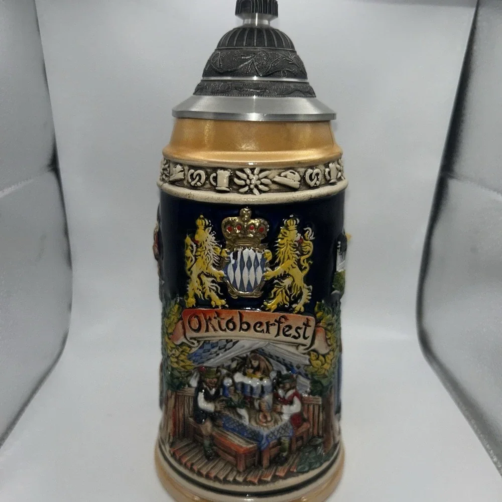 Zöller & Born Oktoberfest Munich Beer Stein LE 1394/5000 Pewter Lid‎ DAMAGED/COA